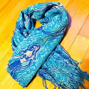 Lilly Pulitzer Mermaid Blue Scarf “Nice Tail!”